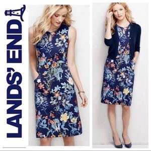 Navy “Juniper Botanical” Ponté Sheath Dress